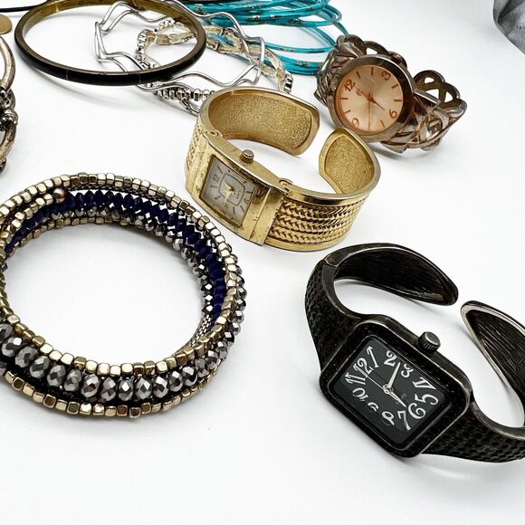 Lot Of Bangles Bracelets Watches Costume Jewelry Over 1 Lb Multi Styles Upcycle - Picture 2 of 12